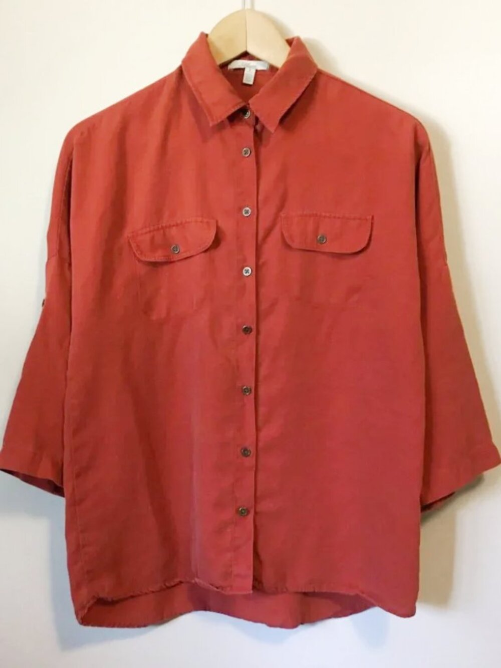 Mavi Rust Red Lyocell 3/4 Sleeve Button-Up Shirt – Small